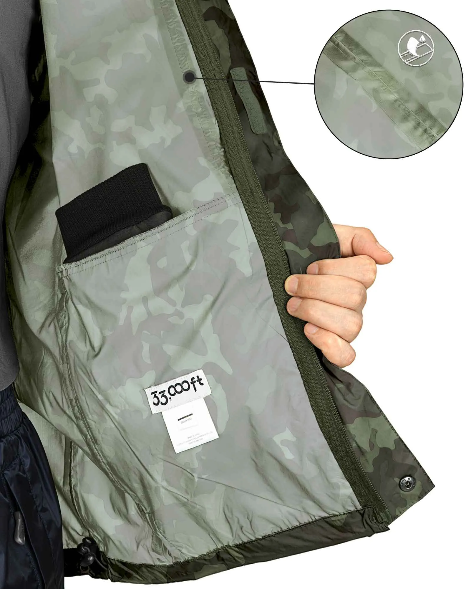 0.70 lbs 5000mm W/P Index 5000 Level Breathable Men's Packable Rain Shell Jacket with 4 Pockets