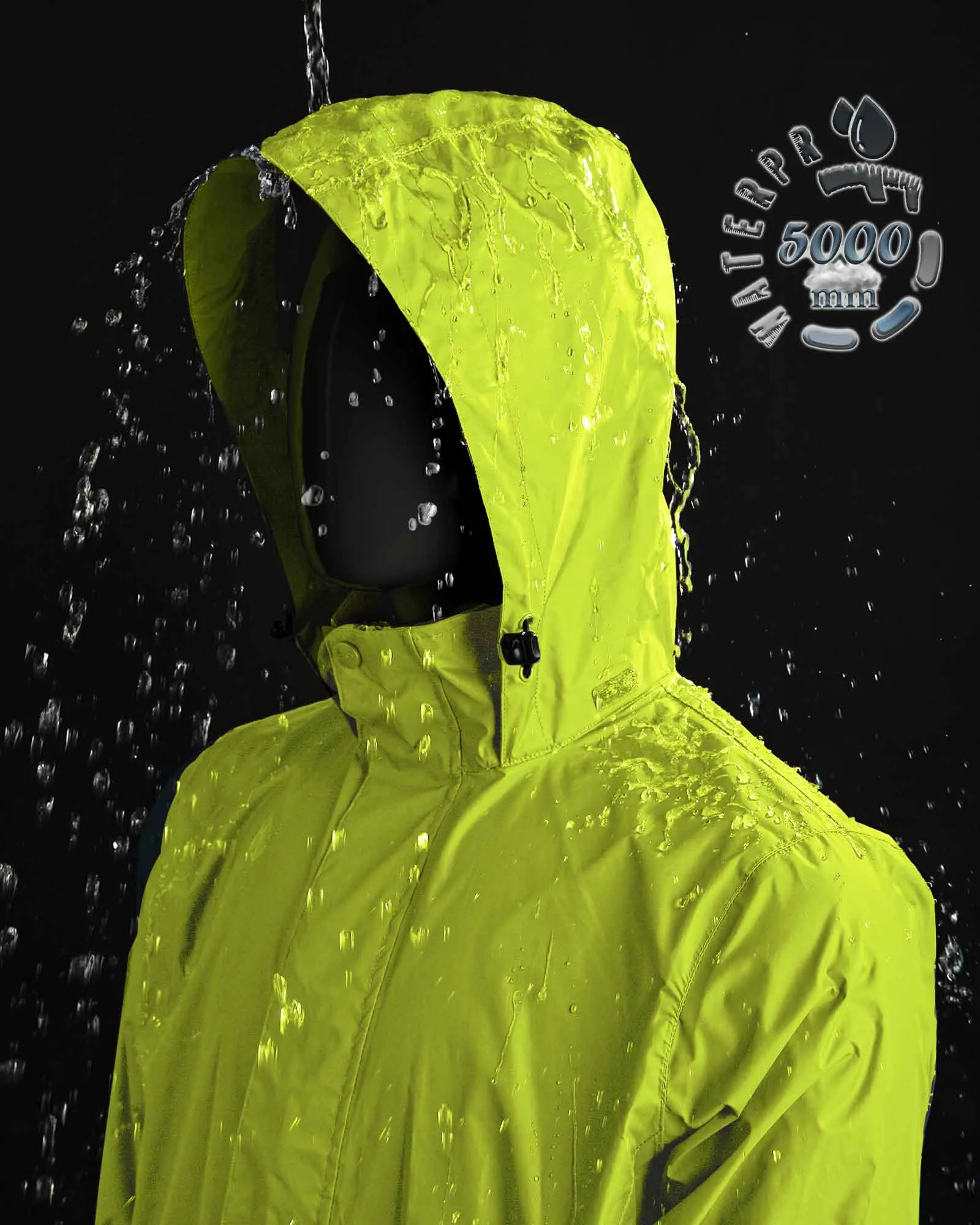 0.70 lbs 5000mm W/P Index 5000 Level Breathable Men's Packable Rain Shell Jacket with 4 Pockets