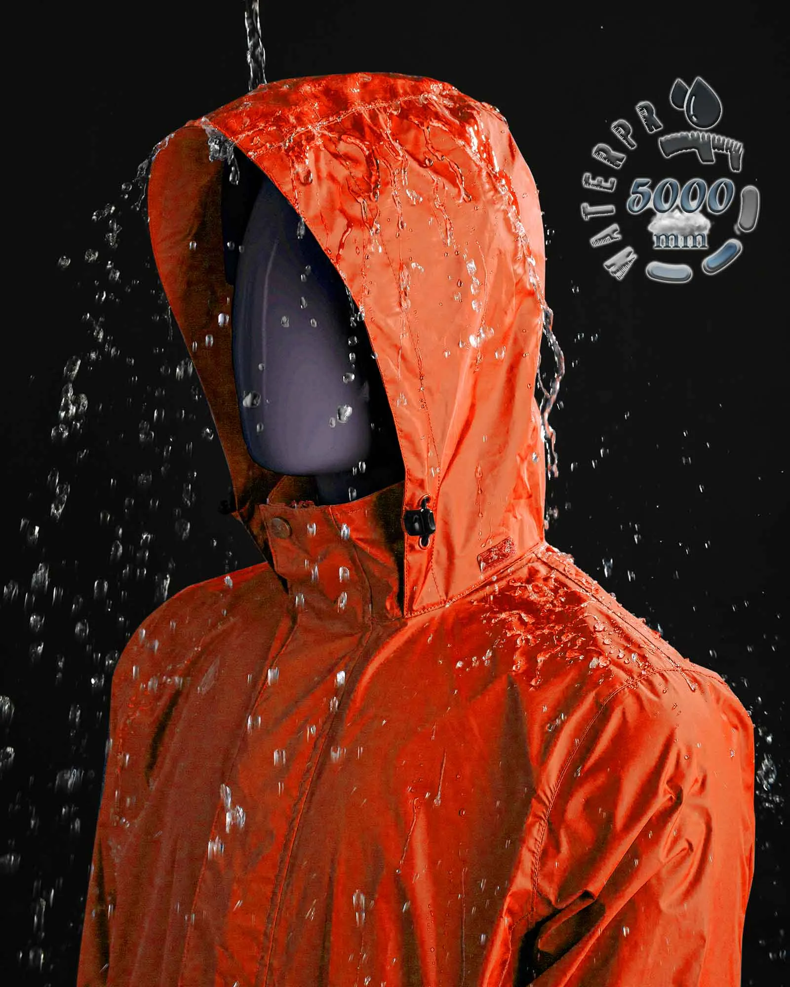 0.70 lbs 5000mm W/P Index 5000 Level Breathable Men's Packable Rain Shell Jacket with 4 Pockets