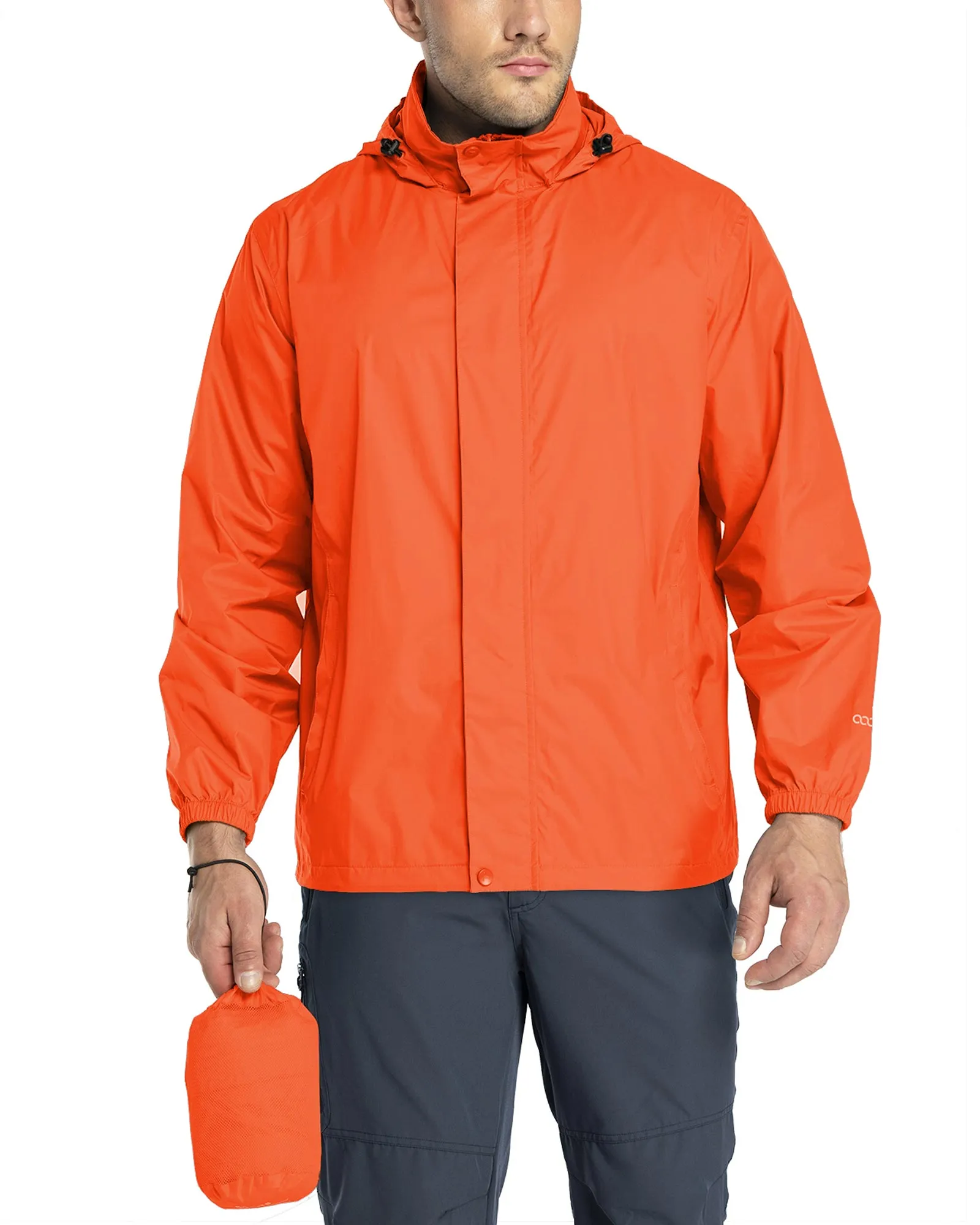 0.70 lbs 5000mm W/P Index 5000 Level Breathable Men's Packable Rain Shell Jacket with 4 Pockets