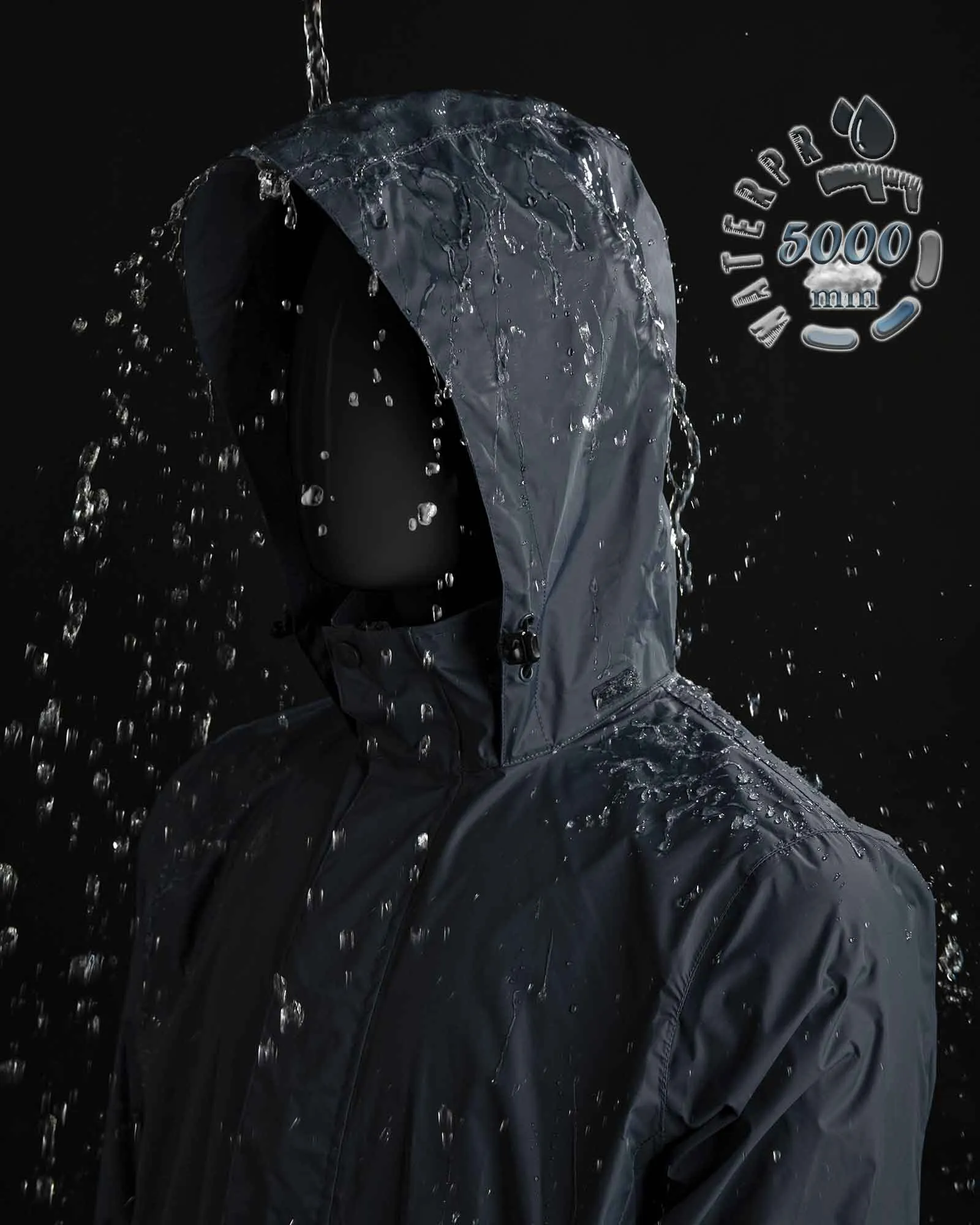 0.70 lbs 5000mm W/P Index 5000 Level Breathable Men's Packable Rain Shell Jacket with 4 Pockets