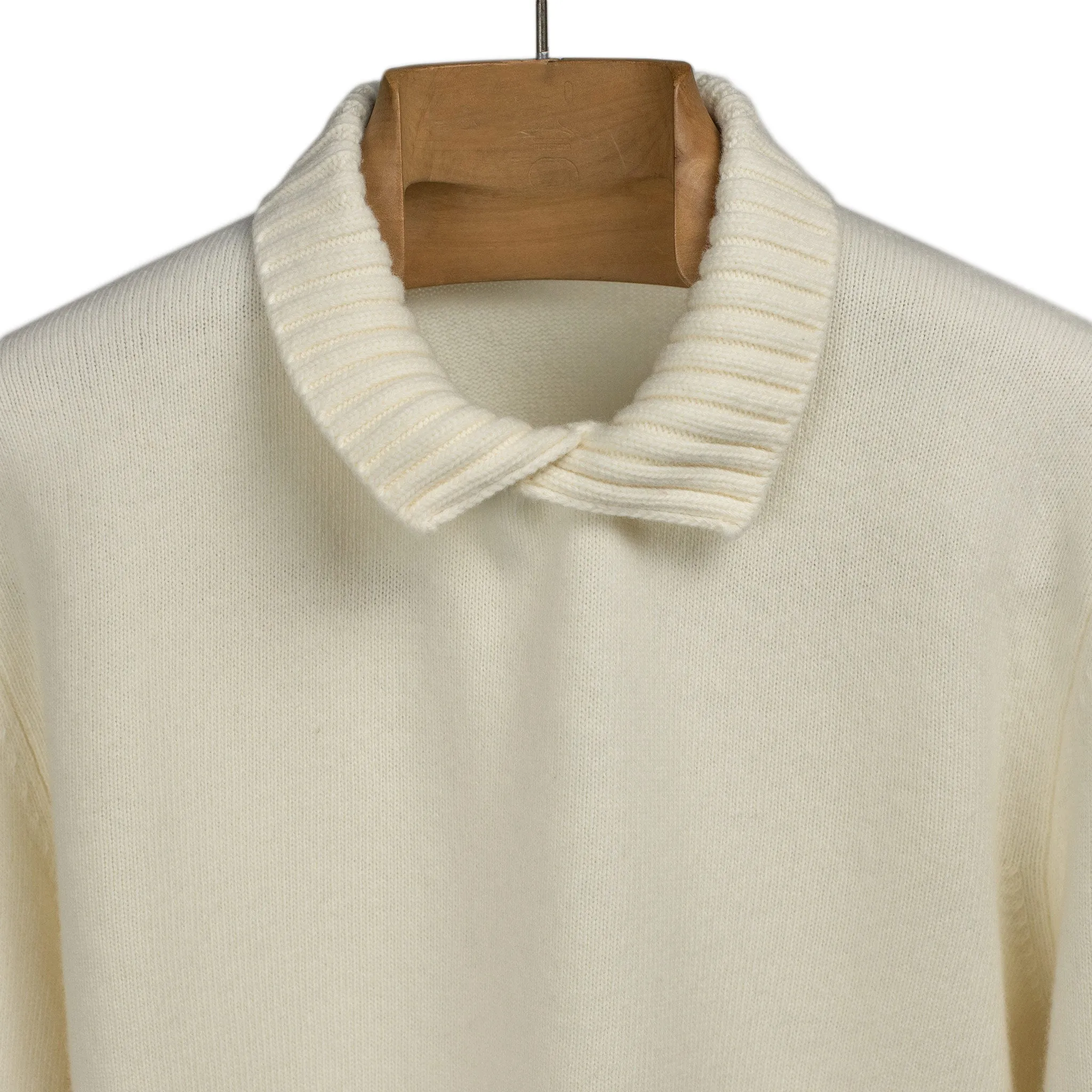 Aalbano convertible mock neck sweater in cream wool