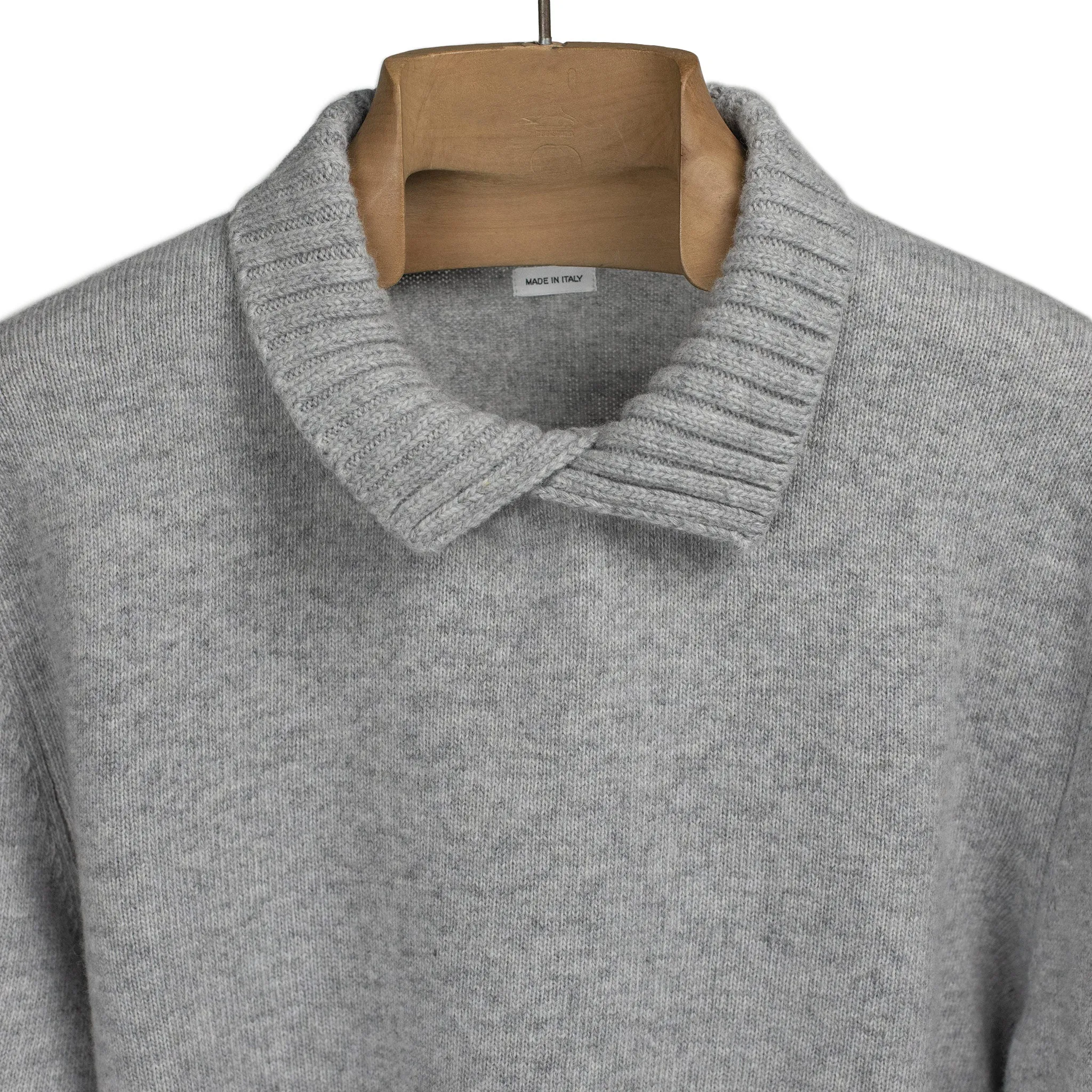 Aalbano convertible mock neck sweater in grey wool