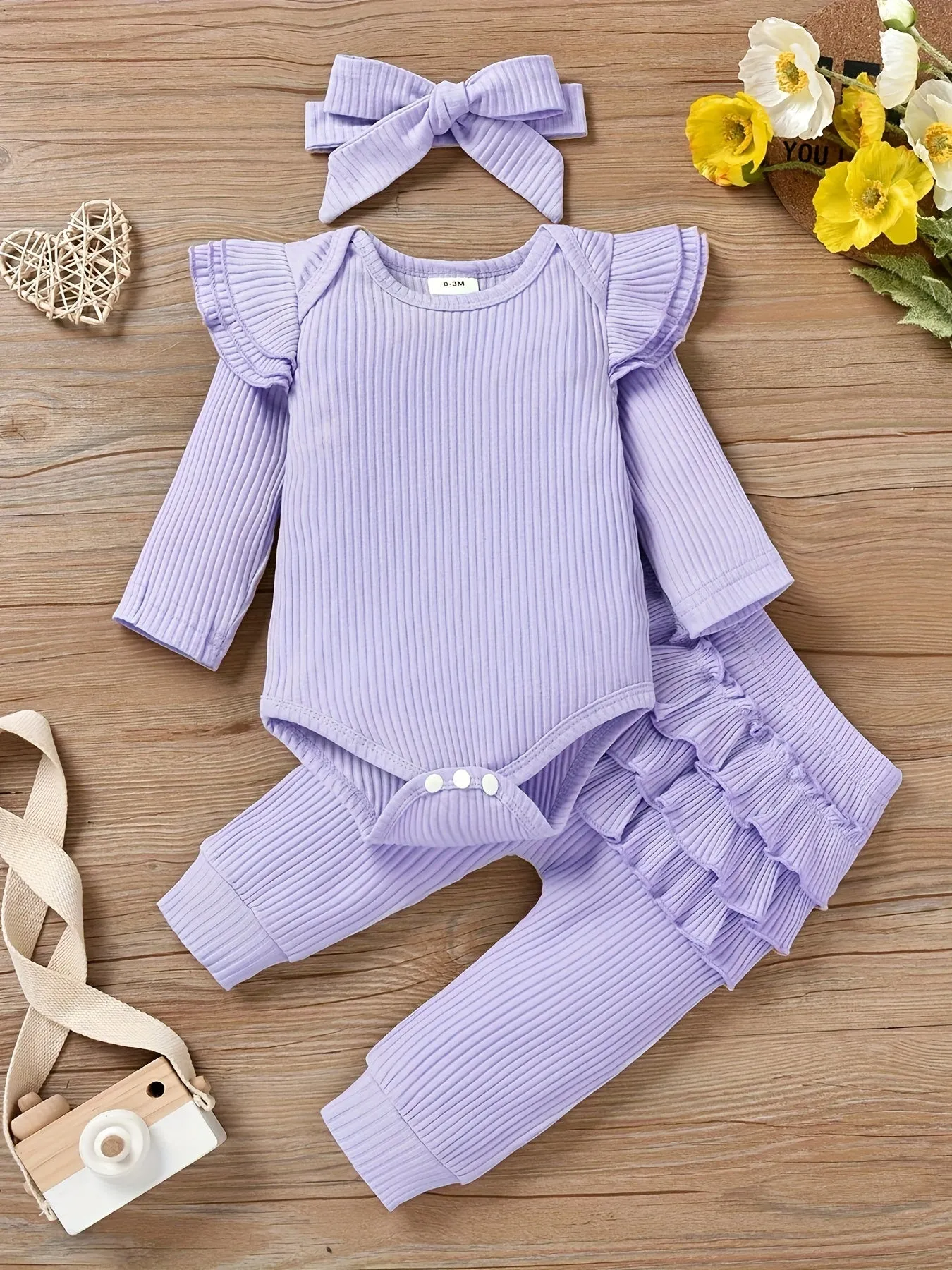 Adorable Infant Girls 3Pc Ruffle Outfits 018 Months