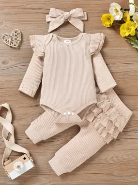 Adorable Infant Girls 3Pc Ruffle Outfits 018 Months