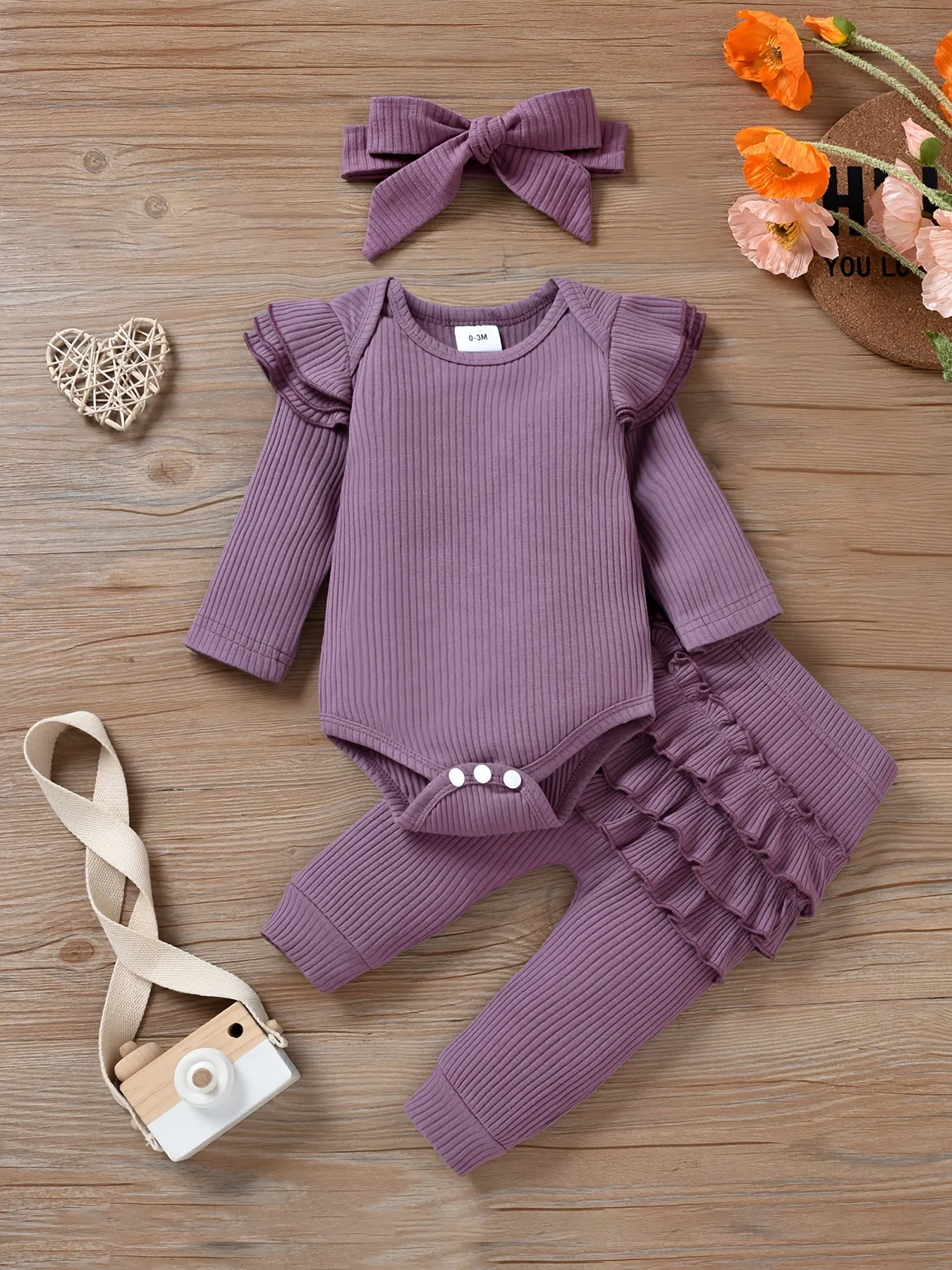 Adorable Infant Girls 3Pc Ruffle Outfits 018 Months