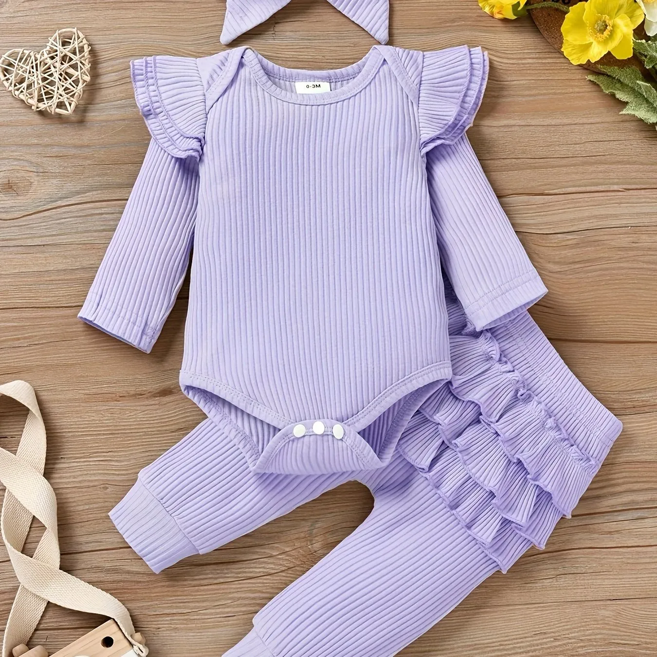 Adorable Infant Girls 3Pc Ruffle Outfits 018 Months