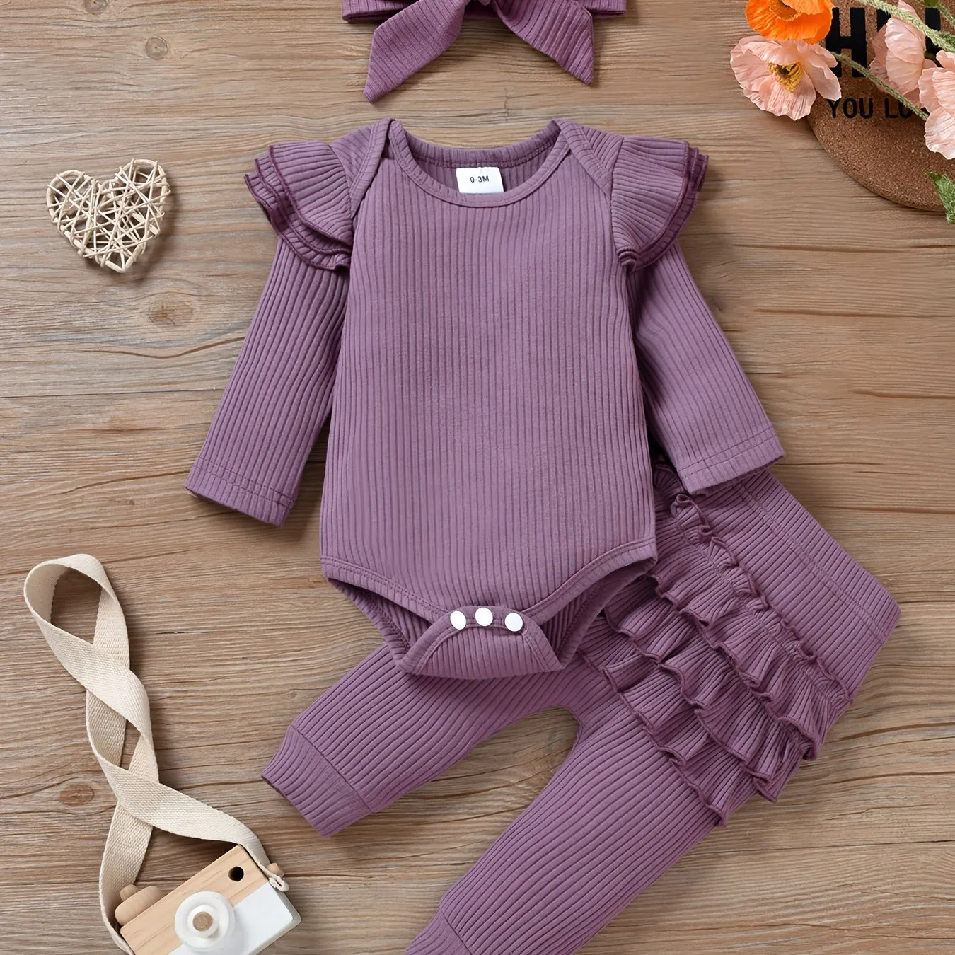 Adorable Infant Girls 3Pc Ruffle Outfits 018 Months