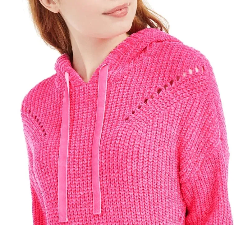 American Rag Juniors'' Chenille Hoodie Bright Pink