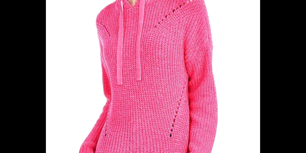 American Rag Juniors'' Chenille Hoodie Bright Pink