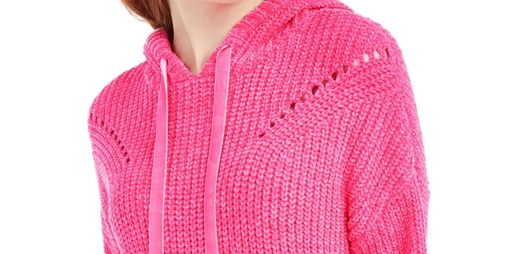 American Rag Juniors'' Chenille Hoodie Bright Pink