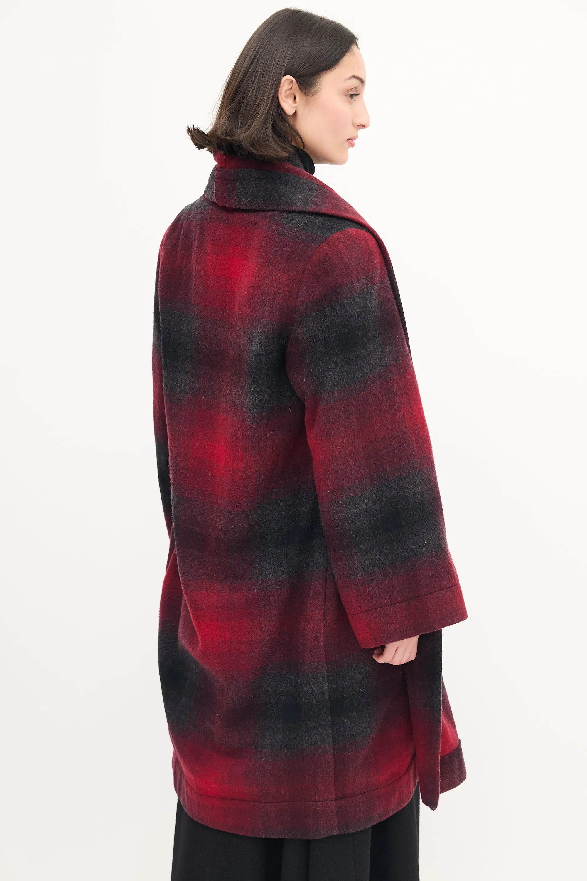 Anglomania Red & Black Wool Checkered Coat