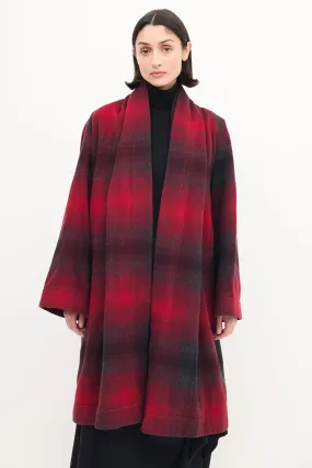 Anglomania Red & Black Wool Checkered Coat