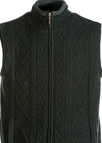 Aran Full Zip Fleece Gilet | Green