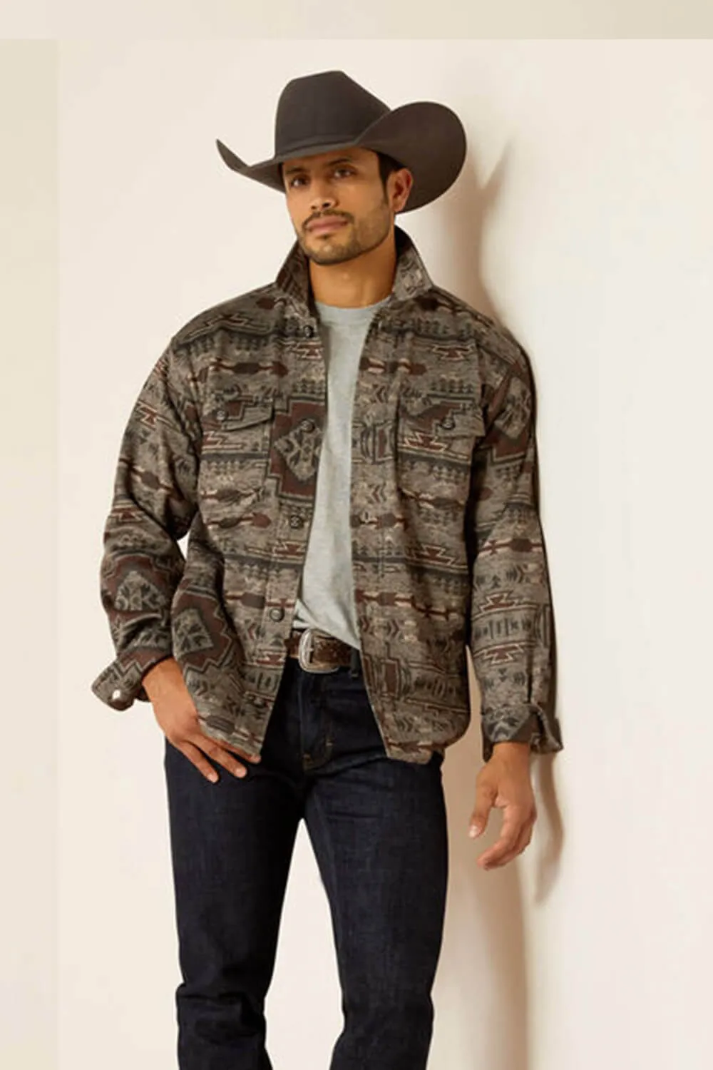 Ariat Caldwell Printed Shirt Jacket for Men in Brindle | 10052781-BRINDLE