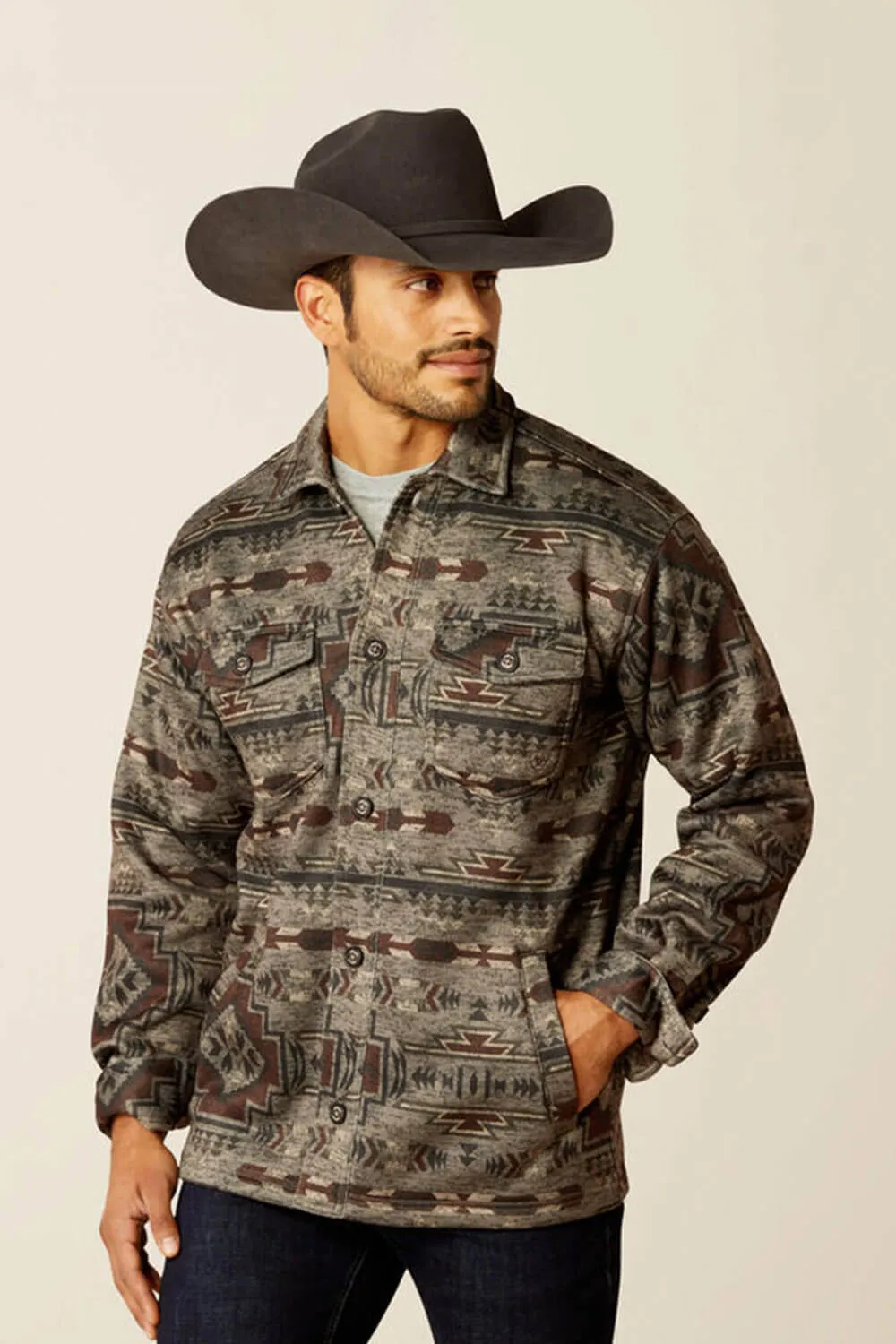 Ariat Caldwell Printed Shirt Jacket for Men in Brindle | 10052781-BRINDLE