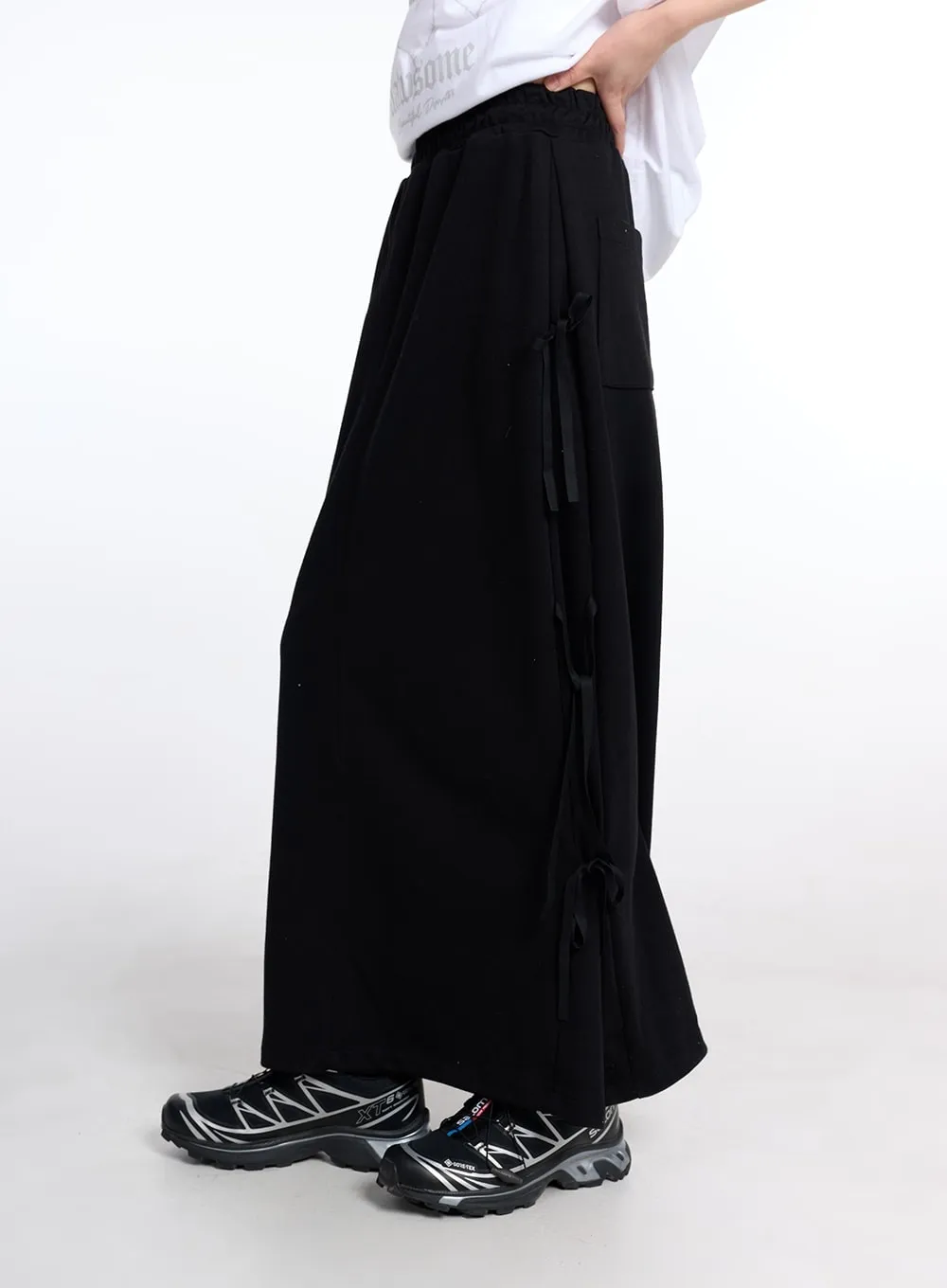 Balletcore Ribbon Side Slit Maxi Skirt CD319