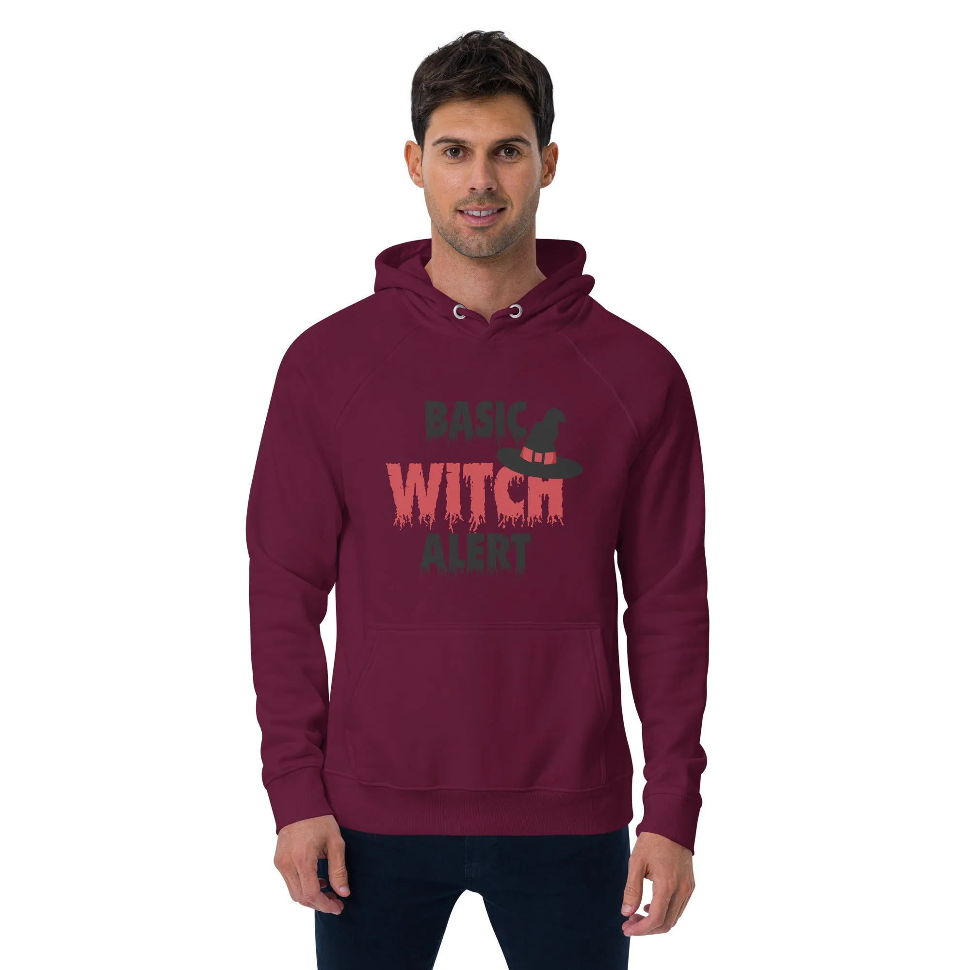 Basic Witch Alert Halloween Graphic Men Eco Raglan Hoodie