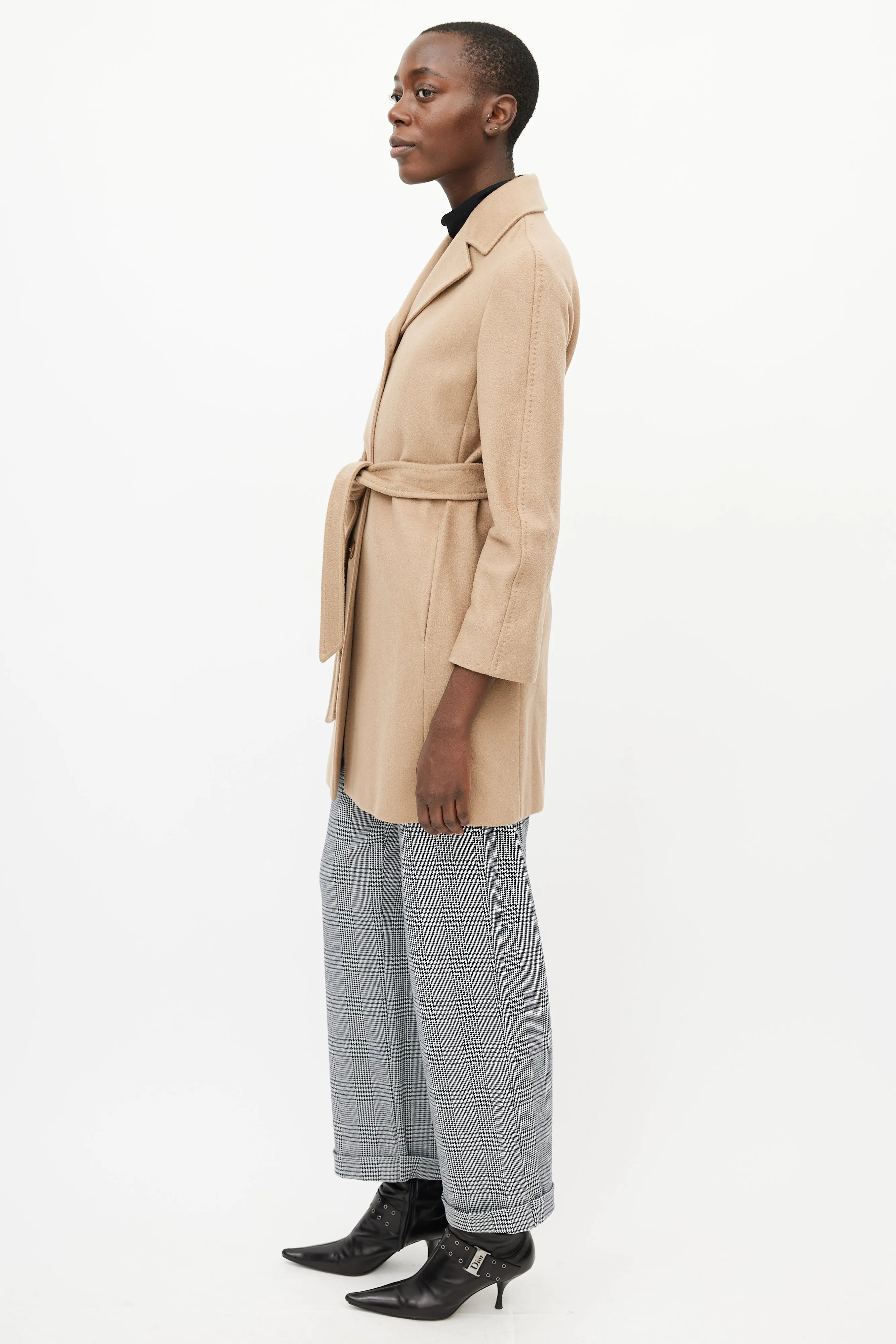 Beige Wool Belted Coat