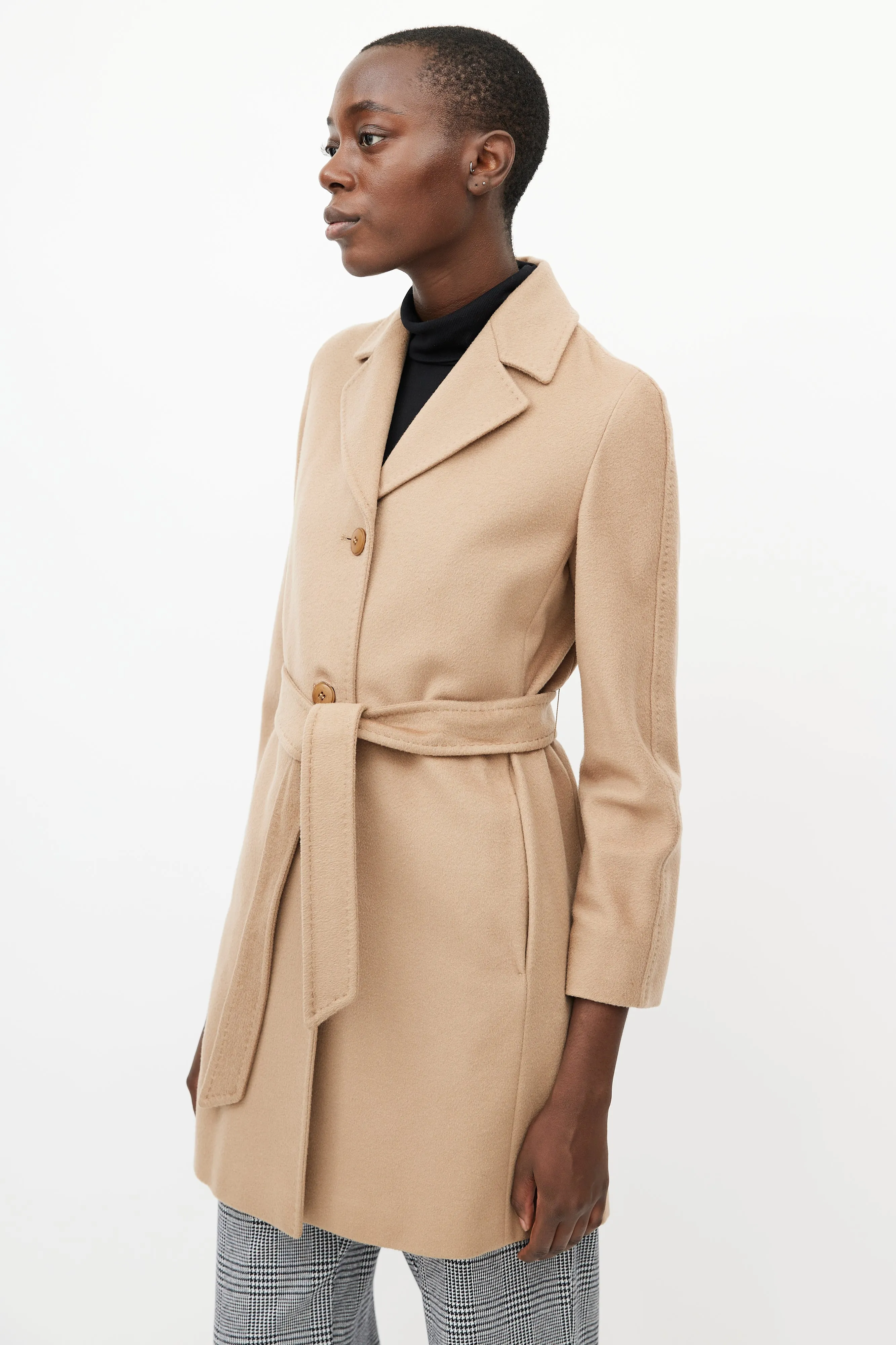 Beige Wool Belted Coat