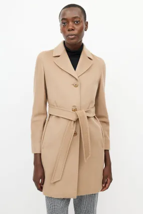 Beige Wool Belted Coat