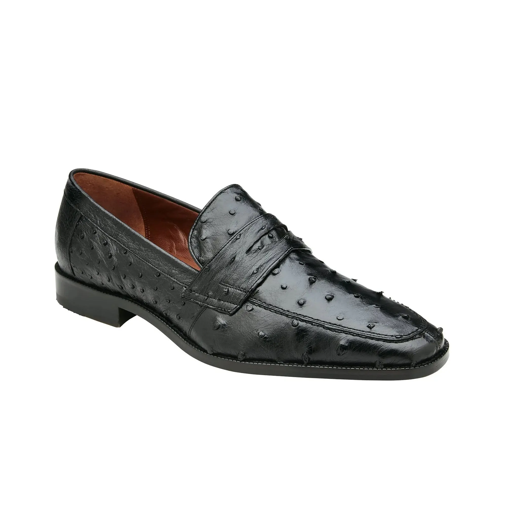 Belvedere Espada in Black Ostrich Quill Penny Loafers