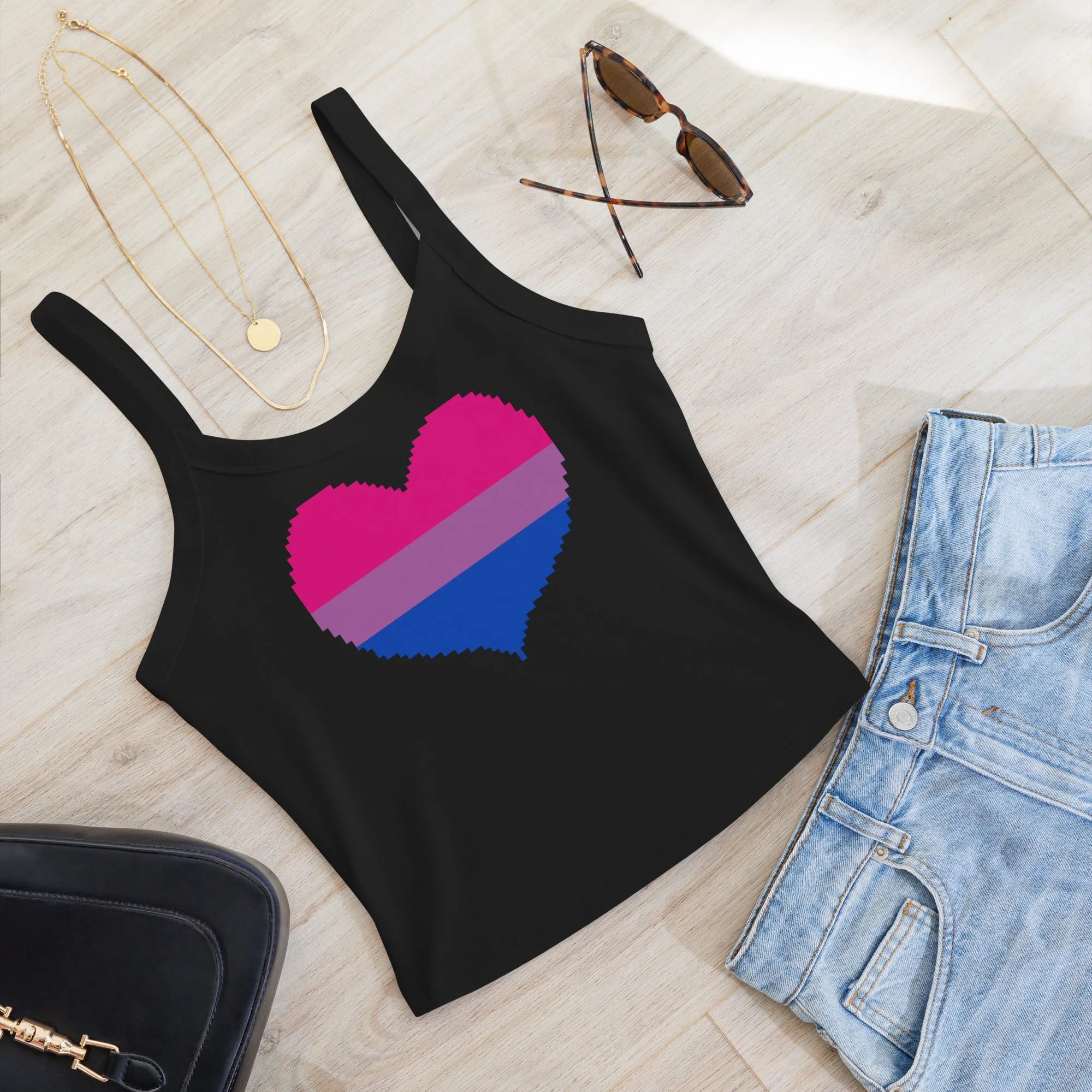 Bisexual Heart Scoop Neck Tank Top