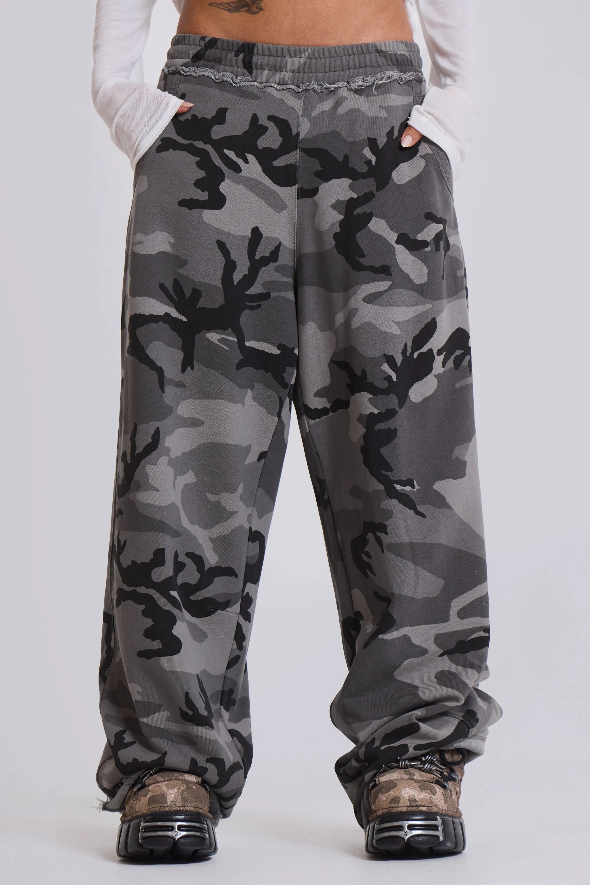 Black Baggy Camo Monster Joggers