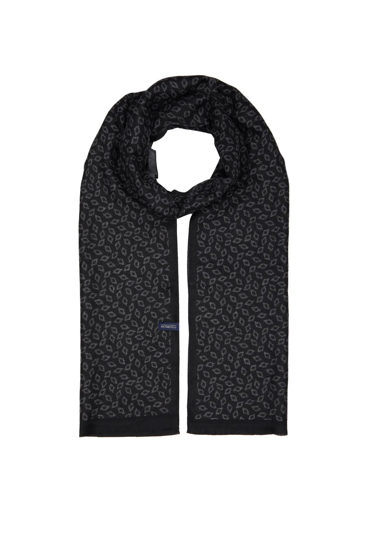 Black - Gray Diamond Patterned Scarf