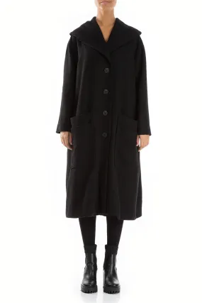 Black Light Wool Swing Coat