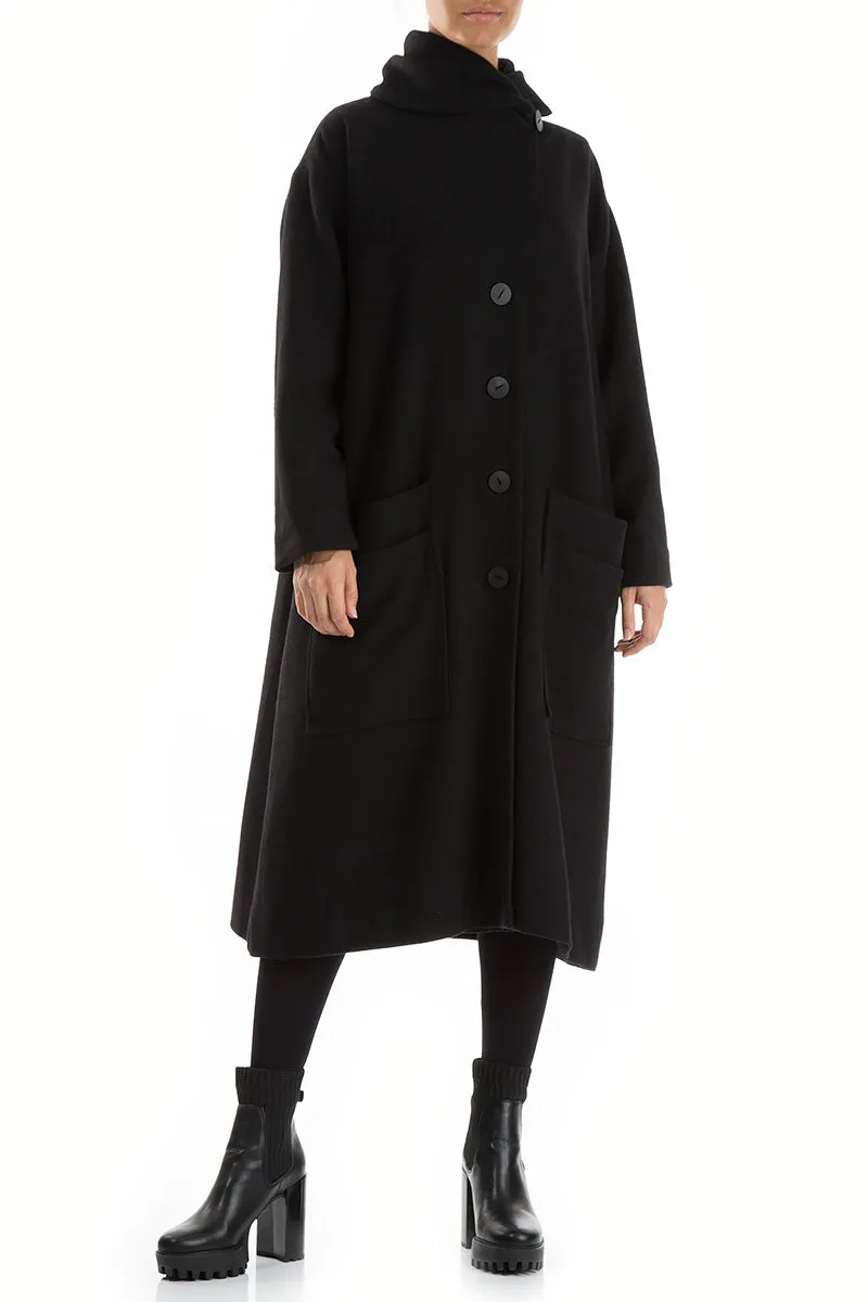 Black Light Wool Swing Coat