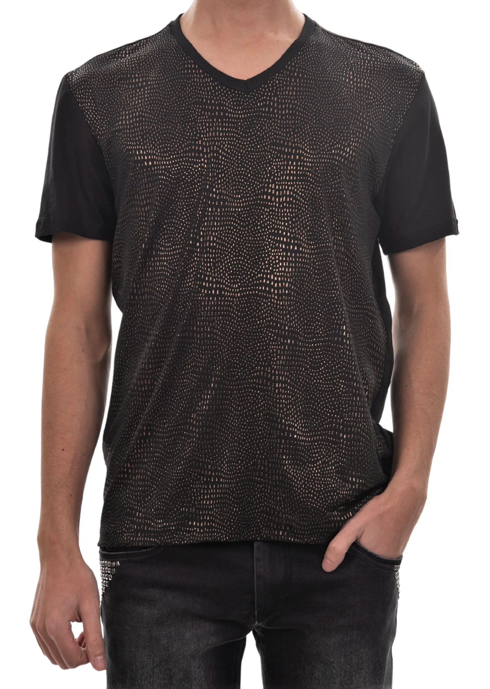 Black Snake Gold Silicon Studded Tee