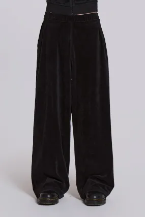 Black Velour Baggy Monster Jogger