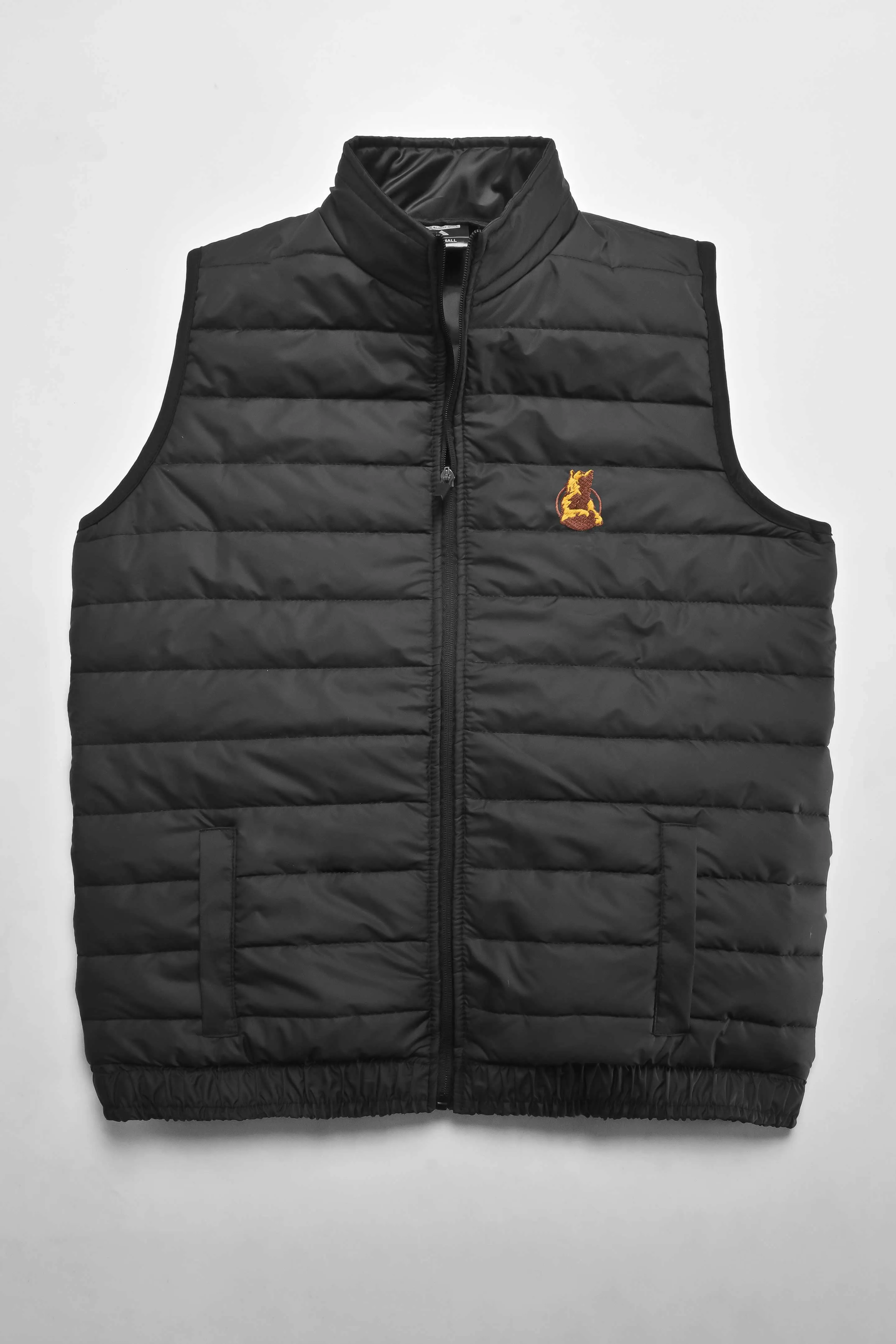 Burnt Soul Men's Wolf Embroidered Body Warmer Puffer Gilet