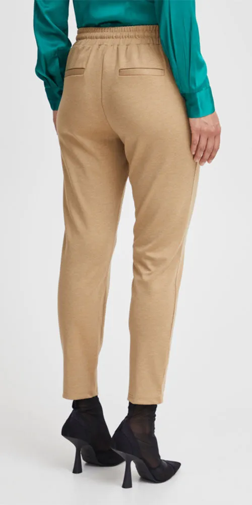 B.Young Cropped Ponte Knit Joggers, camel