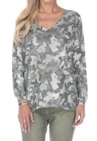 Camo Print Knit Top