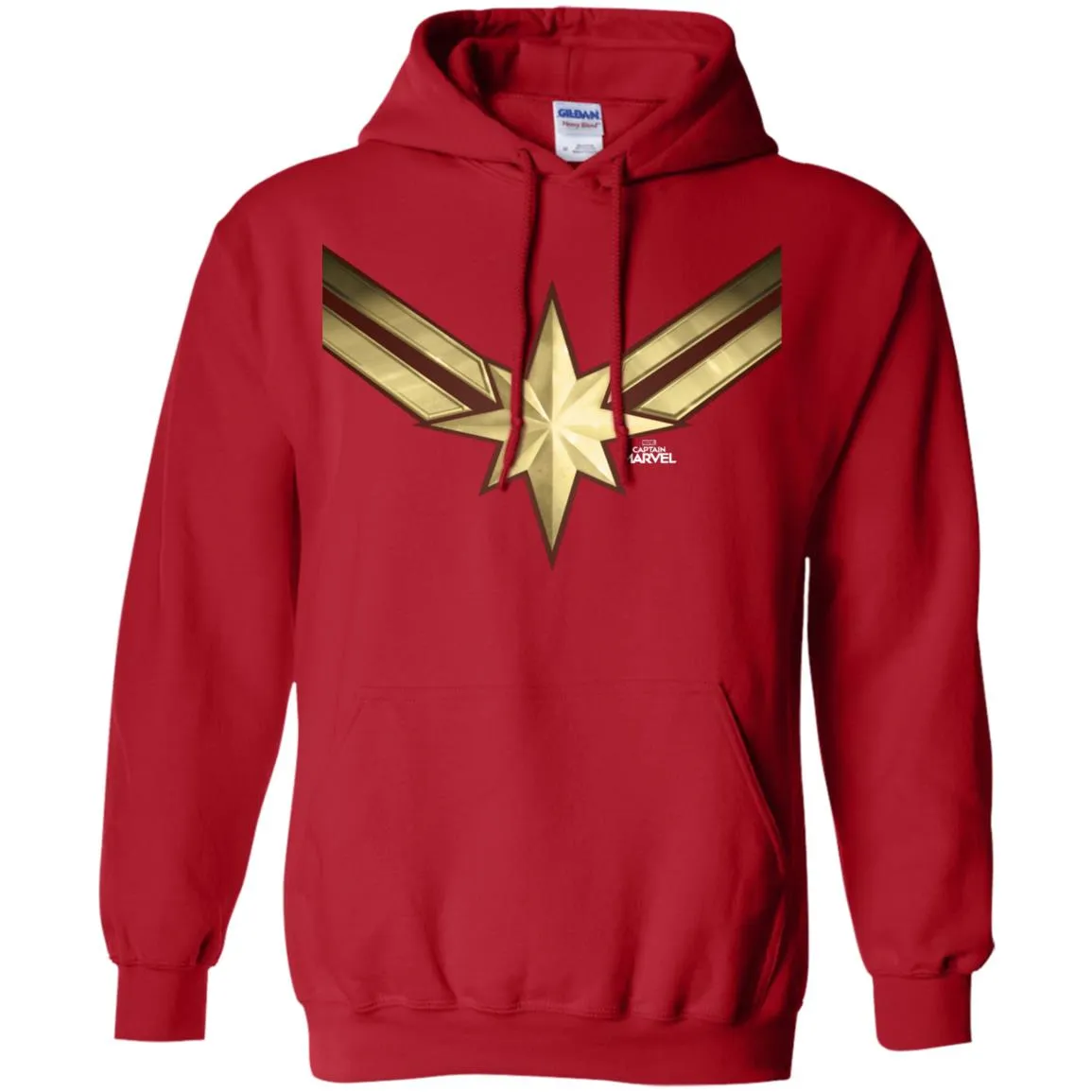 Captain Marvel Gleaming Chest Logo Pullover Hoodie Sweatshirt