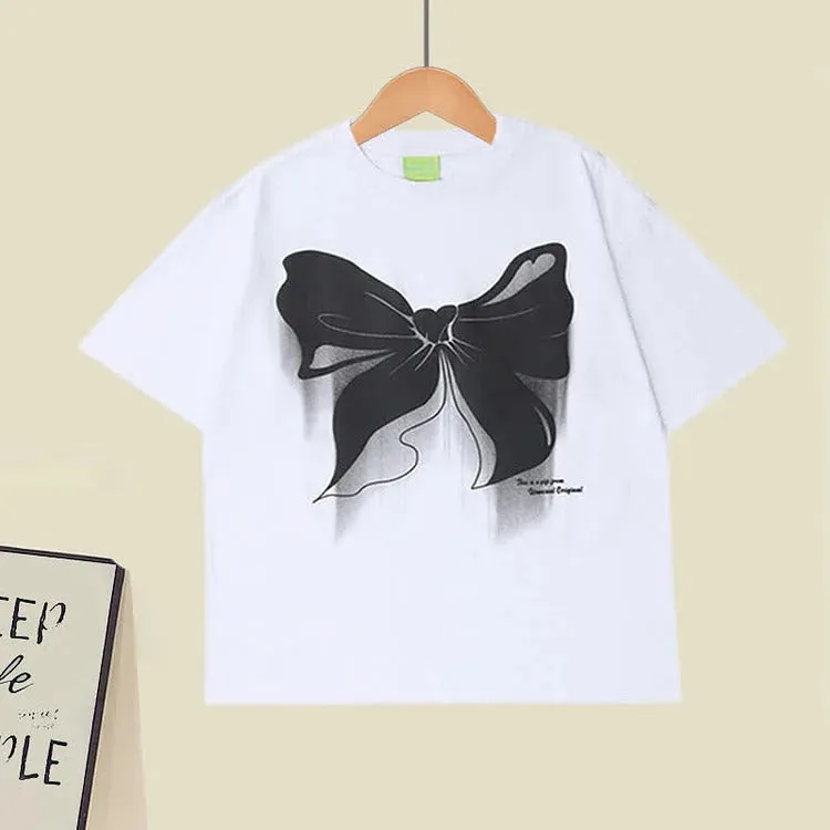 Chic Cartoon Print T-Shirt Irregular Tulle Skirt Two Piece Set