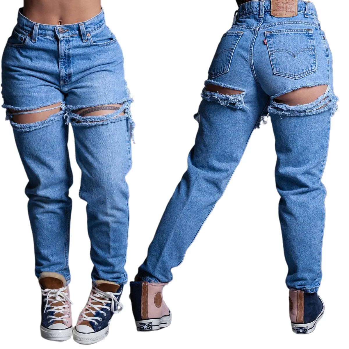 Chic Cuts Wide Leg Ripped Jeans