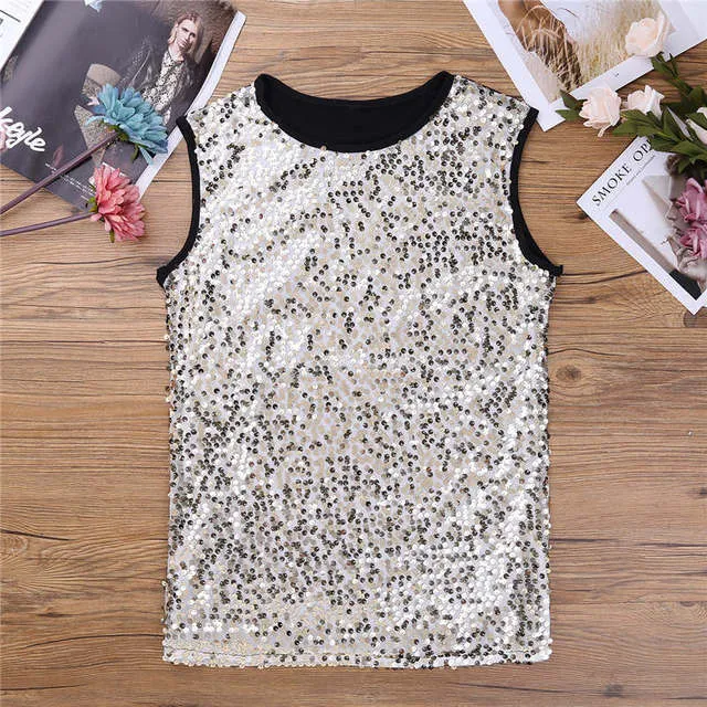 Circle Sequin Shiny Tank Top