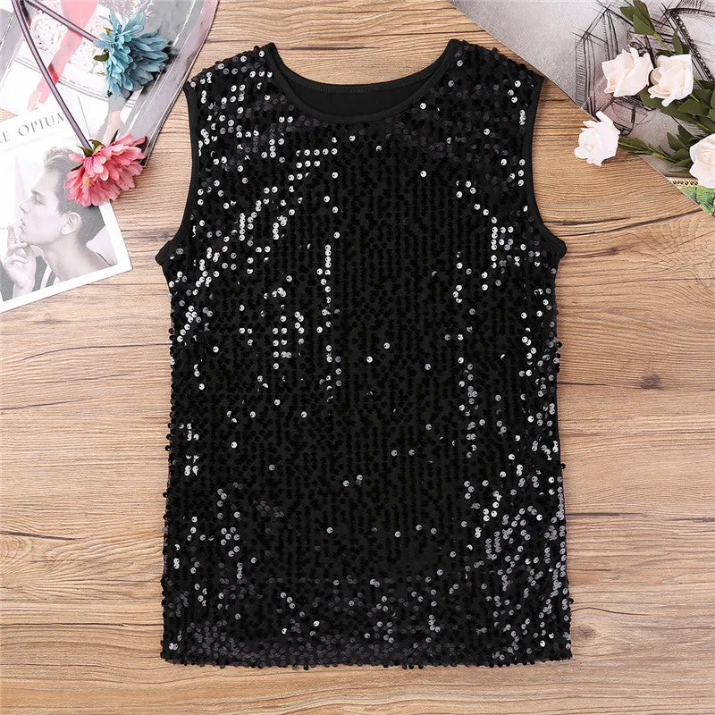 Circle Sequin Shiny Tank Top