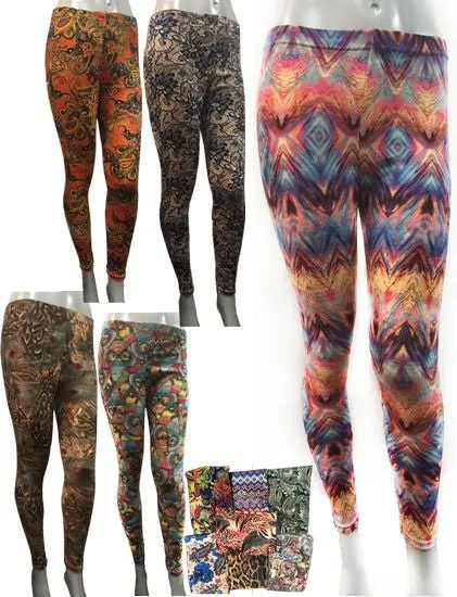 colorful patterned fleece leggings Case of 12