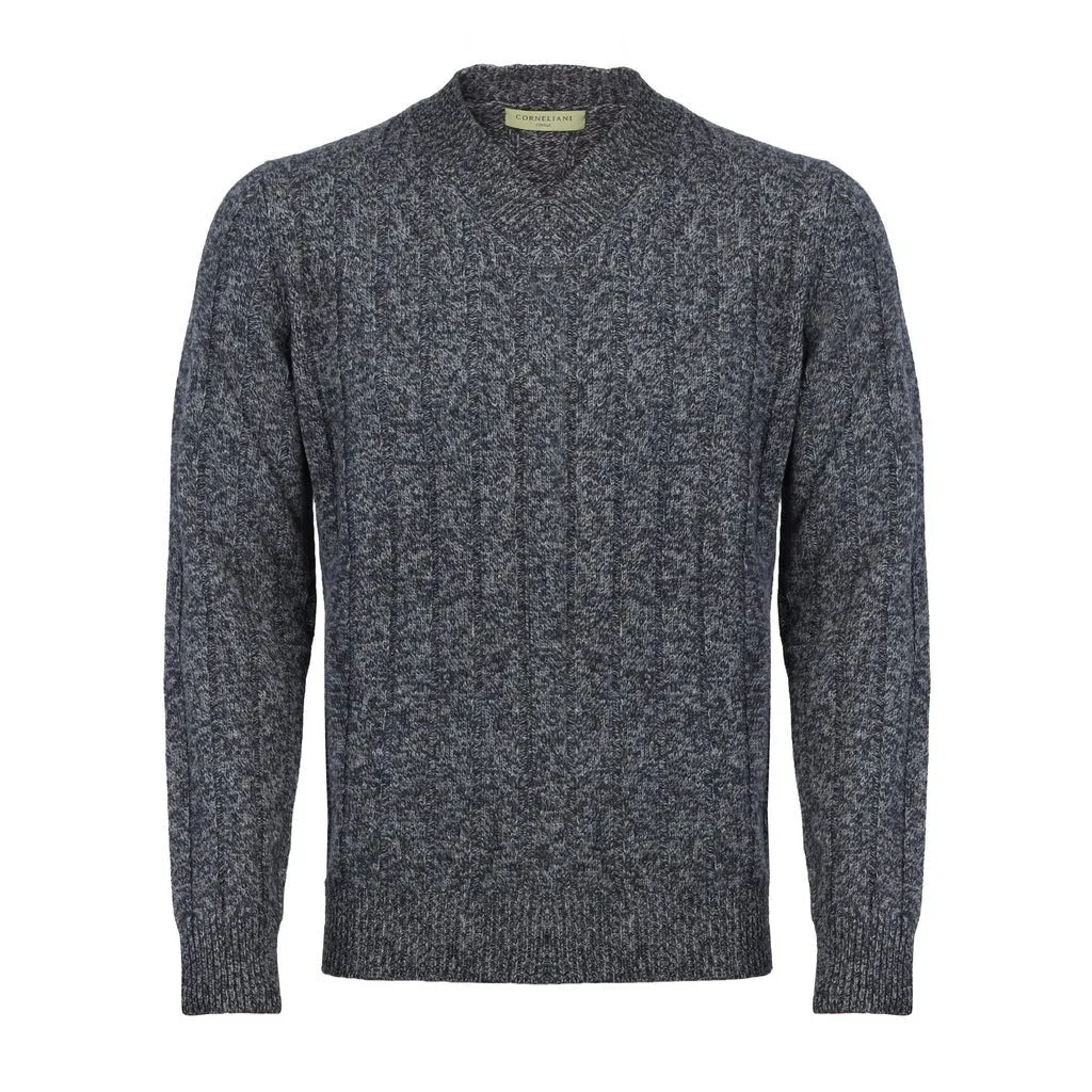 CORNELIANI V Neck Wool Knit CHARCOAL