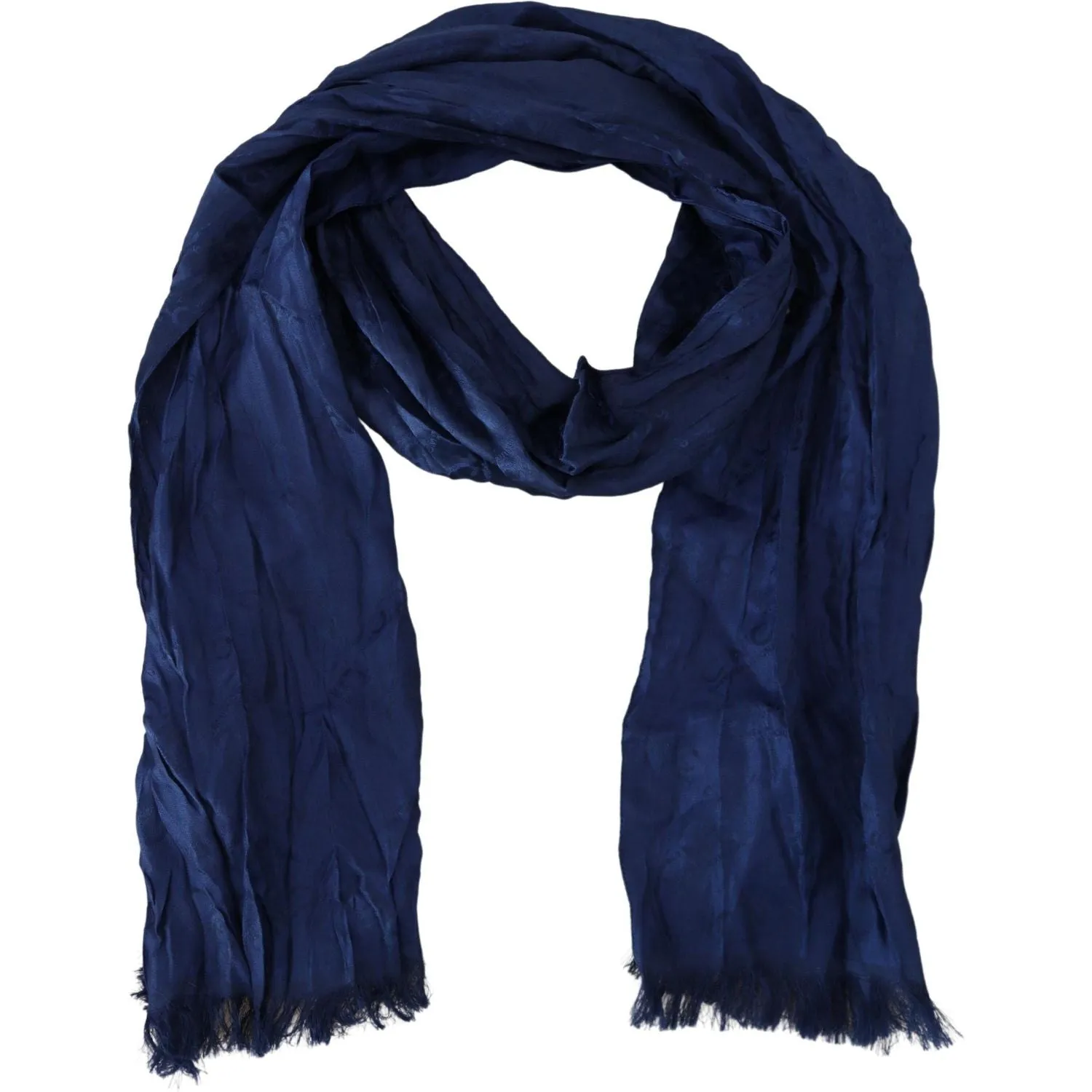 Costume National Elegant Silk Fringe Scarf in Chic Blue