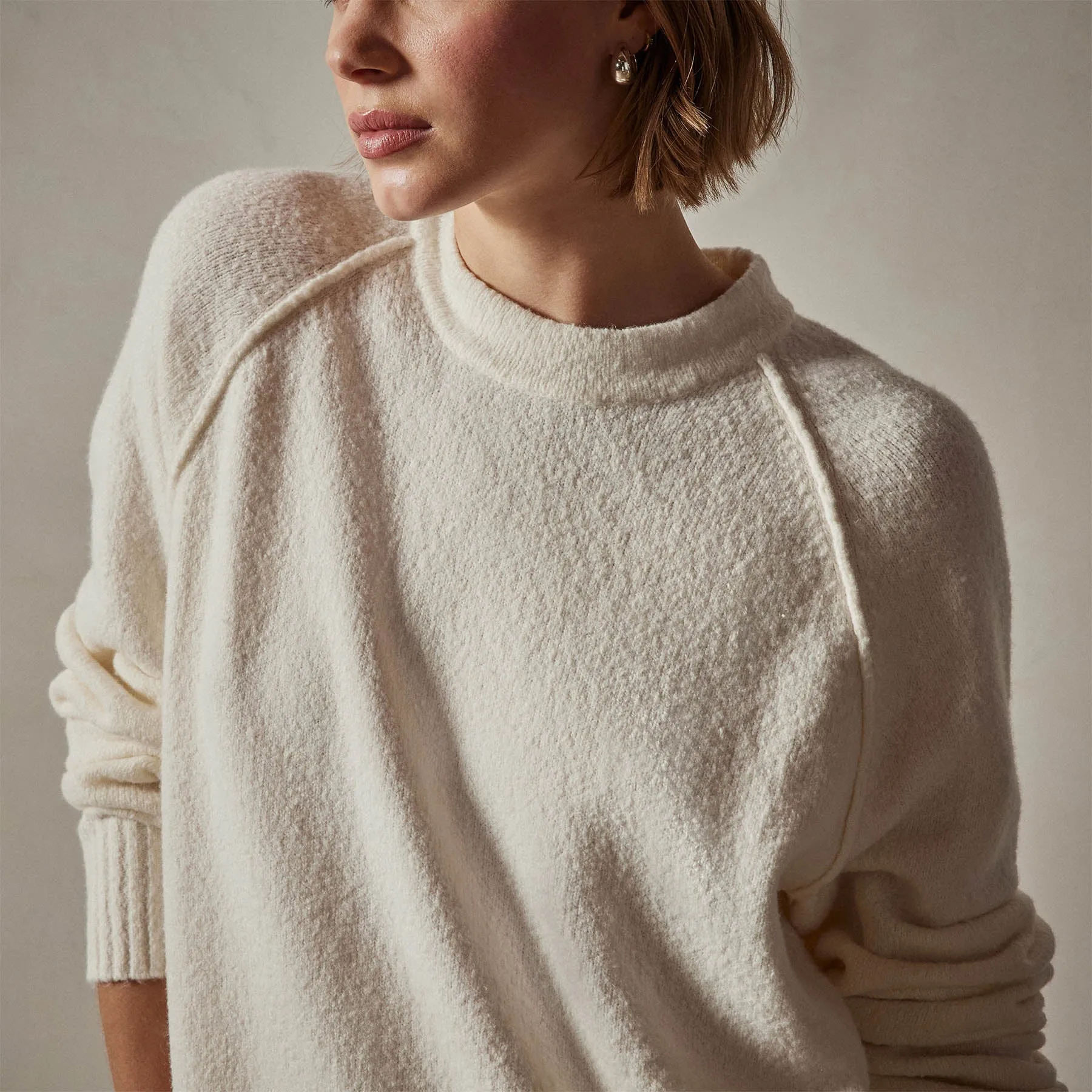 Cotton Cashmere Blend Pullover - Ivory