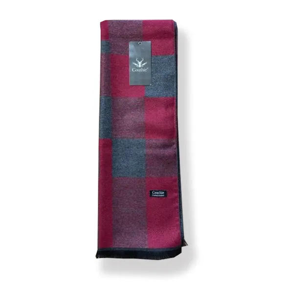 Couthie Red & Grey Check Scarf (CS62)