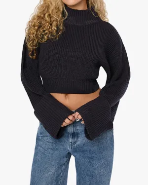 Cropped Turtle Neck Sweater Navy