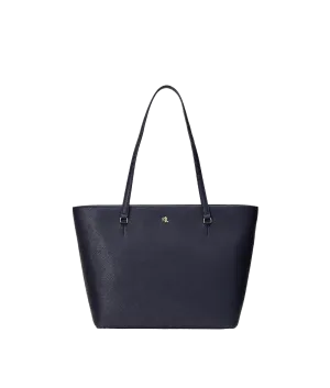 Crosshatch Leather Medium Karly Tote - Navy