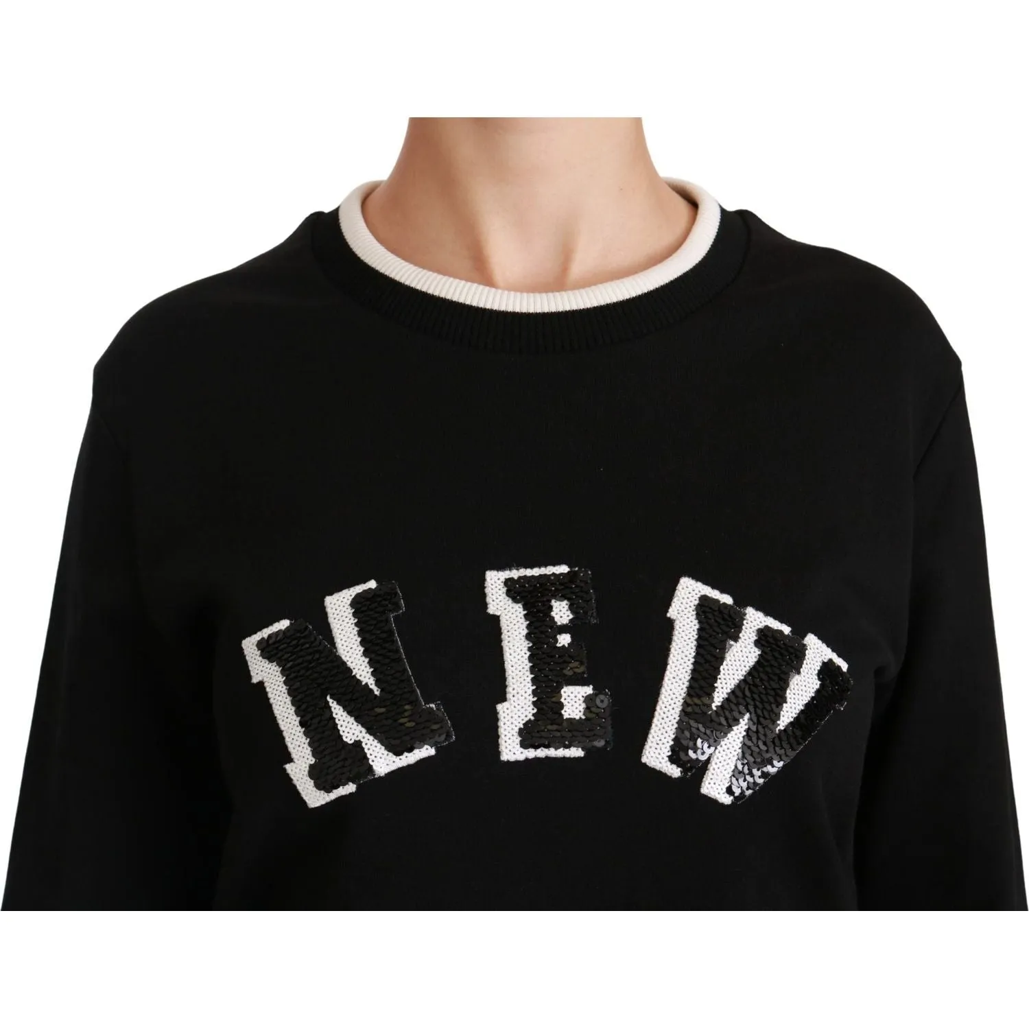 Dolce & Gabbana Chic Black Sequined Cotton Sweater