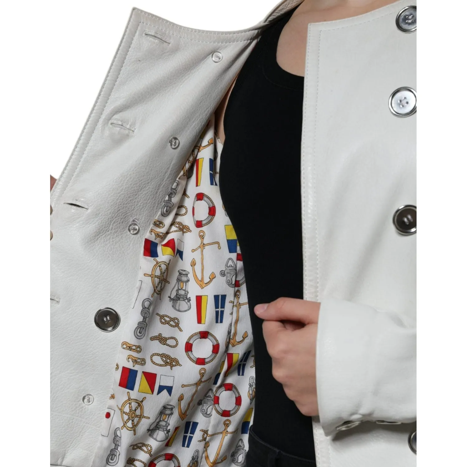 Dolce & Gabbana White Double Breasted Blazer Coat Jacket